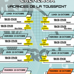 Créneaux Vacances de la Toussaint